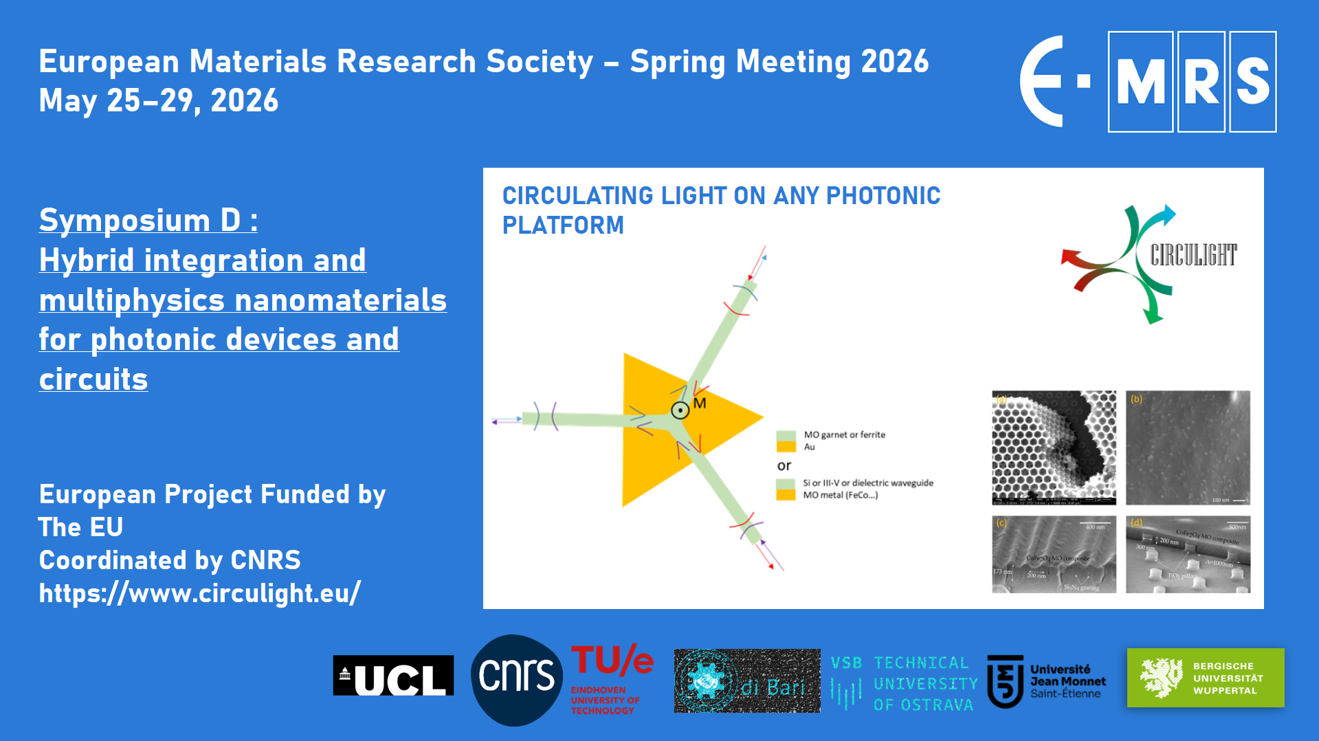 CIRCULIGHT is organizing a symposium at E-MRS Spring 2026